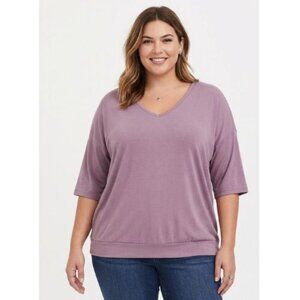 Torrid Light Purple Women's Pink 3/4 Sleeve Oversized Blouse Plus Size 2